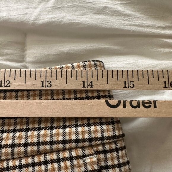 Loft Womens Checked Wide-Leg Cropped Pants SZ 4 Black Gold Plaid Preppy Office - Picture 5 of 7